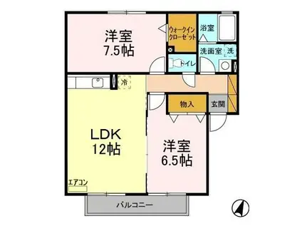 ベルデ藤原(2LDK/2階)の間取り写真