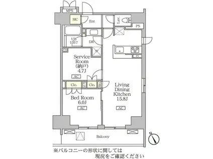 リーフシティ市川ザ・レジデンス(1SLDK/5階)の間取り写真