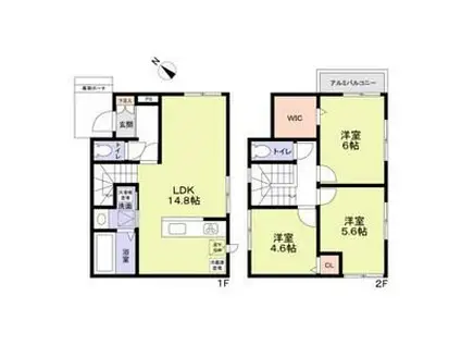 総武・中央緩行線 市川駅 徒歩19分 2階建 築1年(3LDK)の間取り写真