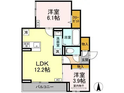 WITH GRACE HEAVEN(2LDK/3階)の間取り写真