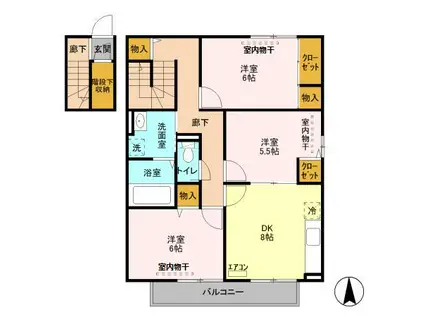 北総鉄道 北国分駅 徒歩20分 2階建 築11年(3DK/2階)の間取り写真