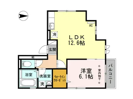 MIYABI(1LDK/2階)の間取り写真
