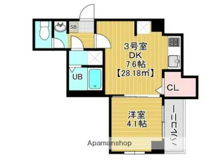 ステイビルⅡ(1DK/7階)の間取り写真