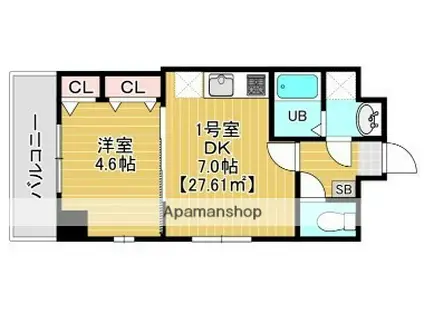 ステイビルⅡ(1DK/6階)の間取り写真