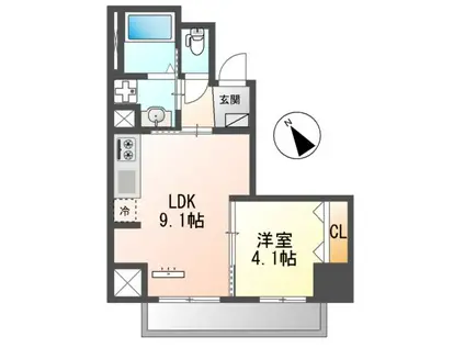 船橋市本町二丁目マンション(1LDK/2階)の間取り写真