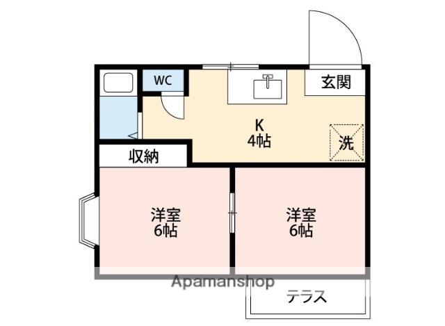 ベルフラット2(2K/2階)の間取り写真
