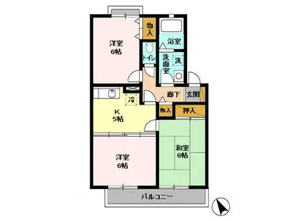 サニーコート田辺A(3DK/1階)の間取り写真