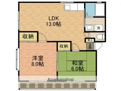 ハイツオオシズ(2LDK/1階)の間取り写真