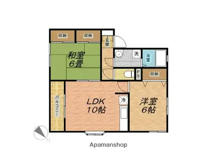 渡辺ハイツⅡ(2LDK/1階)の間取り写真