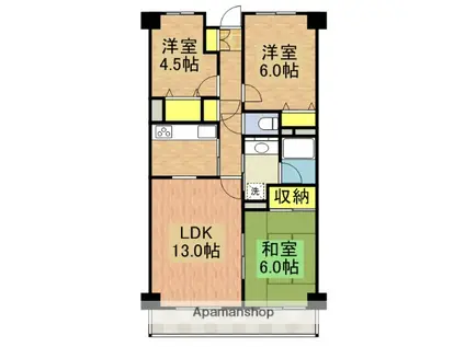 クレストヒル中野木(3LDK/4階)の間取り写真