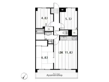 ケイエル市川(3DK/2階)の間取り写真