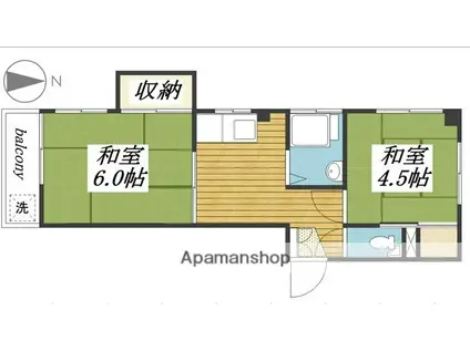 ラヴィリーブル菅野(2DK/4階)の間取り写真