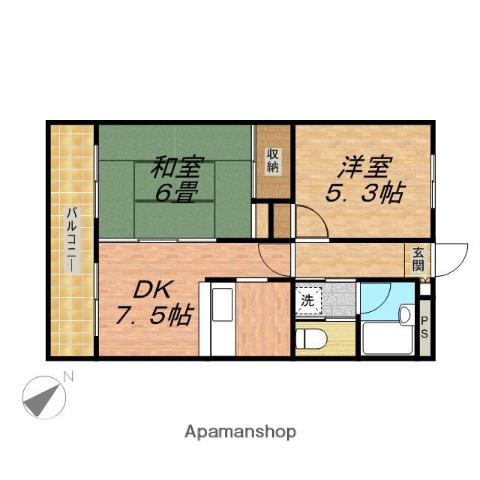 クレール本八幡(2DK/2階)の間取り写真