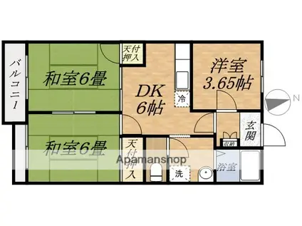 クリザンテーム高橋(3DK/1階)の間取り写真