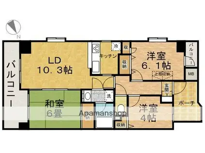 ナイスアーバン本八幡801(3LDK/8階)の間取り写真