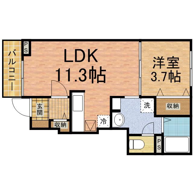 プラシードⅢ(1LDK/1階)の間取り写真
