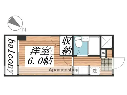 ロックグランデ船橋(1K/2階)の間取り写真