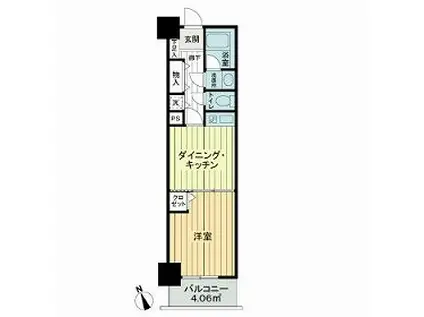 ライオンズステーションプラザ西船橋(1DK/2階)の間取り写真