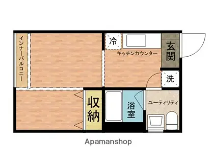 イチカワアパートメンツアトリエ(1K/2階)の間取り写真