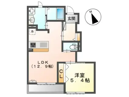 BONHEUR ボヌール(1LDK/1階)の間取り写真