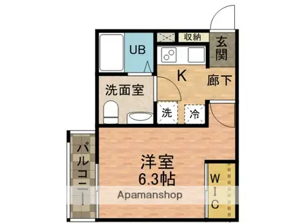 カルム西船橋(1K/3階)の間取り写真