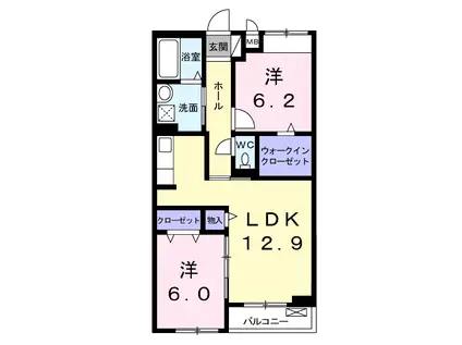 LORD(2LDK/2階)の間取り写真