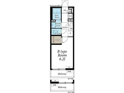 グレイス西船橋Ⅱ(1K/2階)の間取り写真