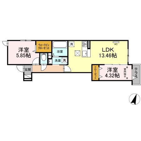 セレスティア瑞江Ⅱ(2LDK/1階)の間取り写真