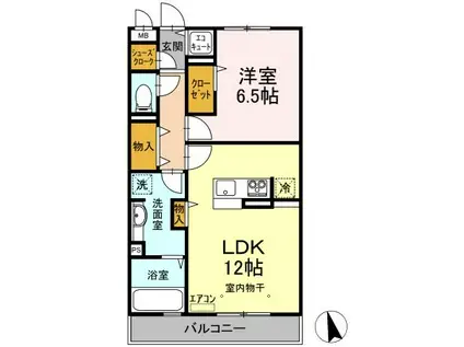 プレジャー(1LDK/2階)の間取り写真