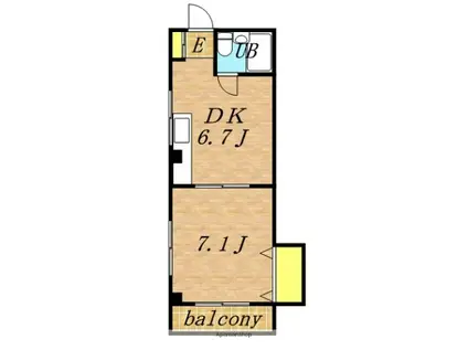 タウンハイツ中山(1DK/2階)の間取り写真