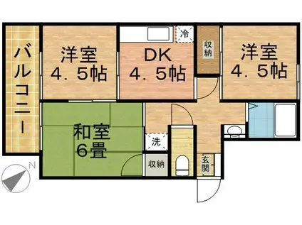 カーサブラン(3DK/1階)の間取り写真