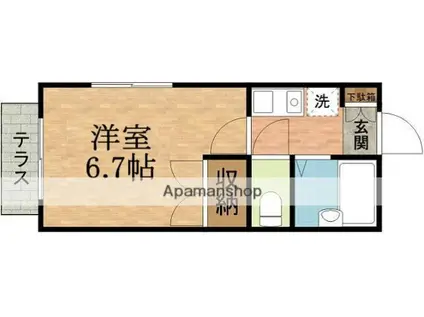 メープルハウス(1K/1階)の間取り写真