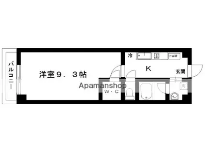 パルティール西船(1K/3階)の間取り写真