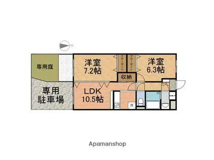 アーベル・パークサイド(2LDK/1階)の間取り写真