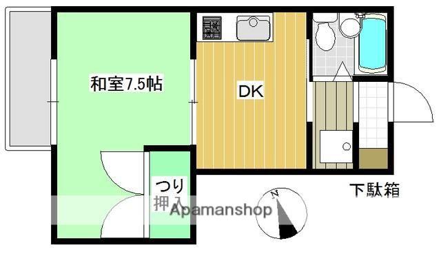 アインヴォーネ船橋(1DK/2階)の間取り写真