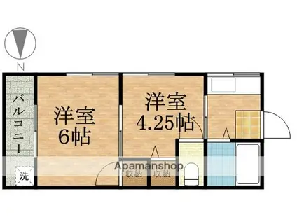 グレース市川(2K/2階)の間取り写真