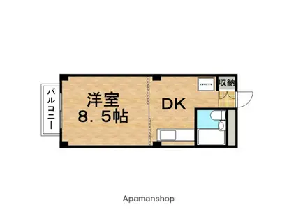 ポプリタウン宮本(1DK/2階)の間取り写真