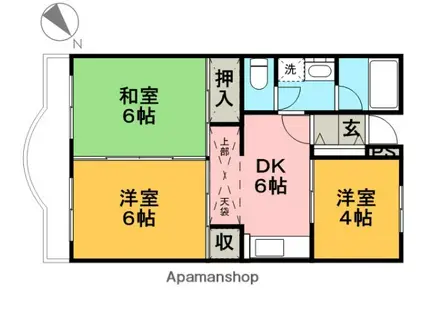 市川クローバーハイツ吉野(3DK/4階)の間取り写真