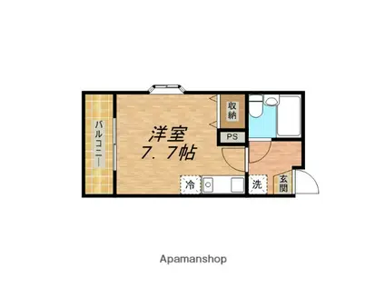 レーベンス八幡(ワンルーム/2階)の間取り写真