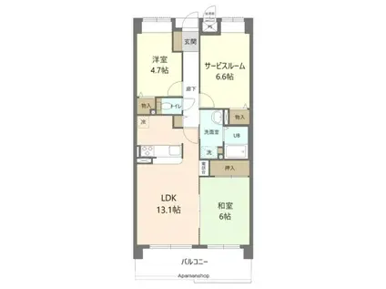 フローラルマキノ(2SLDK/5階)の間取り写真