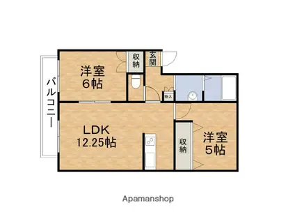 リヴェールコート(2LDK/2階)の間取り写真