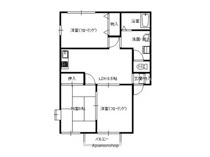 コスモハイツB(3LDK/2階)の間取り写真