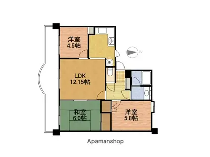 INSURANCE BLDG.Ⅸ(2LDK/6階)の間取り写真