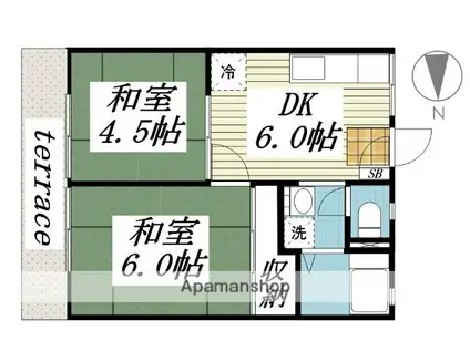 グリーンハイツ(2DK/1階)の間取り写真