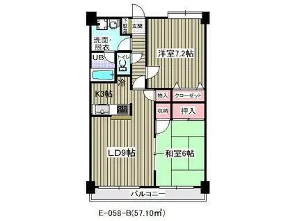 アウラ10(2LDK/6階)の間取り写真