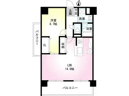 レジデンス フォンテーヌ(1LDK/4階)の間取り写真