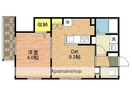 GRAND CHARIOT(1DK/2階)の間取り写真