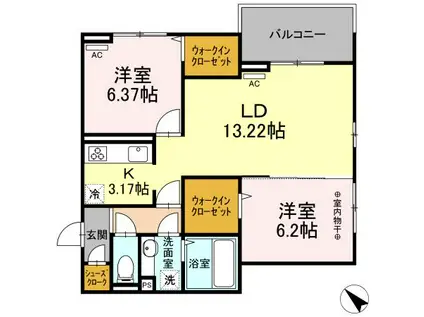 メゾン・ド・アヴニール(2LDK/3階)の間取り写真