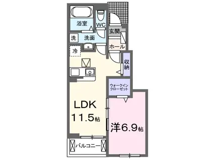 シャーロットタウンⅦ(1LDK/1階)の間取り写真