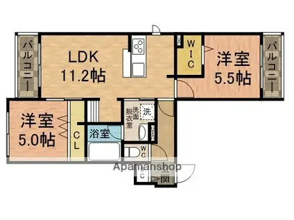 VINGT CINQ(2LDK/3階)の間取り写真
